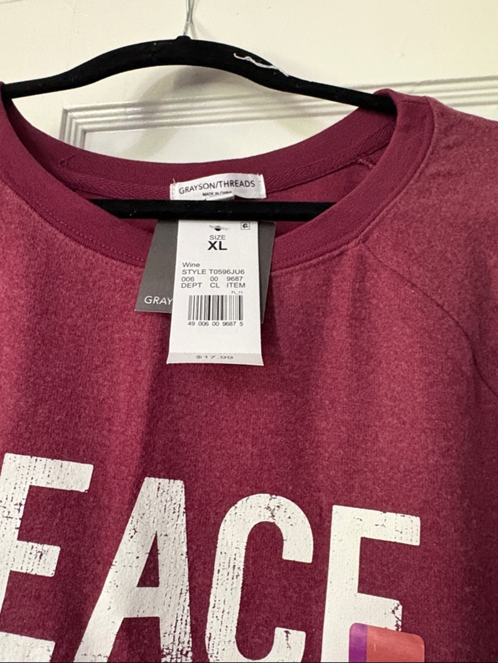 Garanimals Burgundy 'Peace Love Wine' Crewneck Sweatshirt - Picture 2 of 2